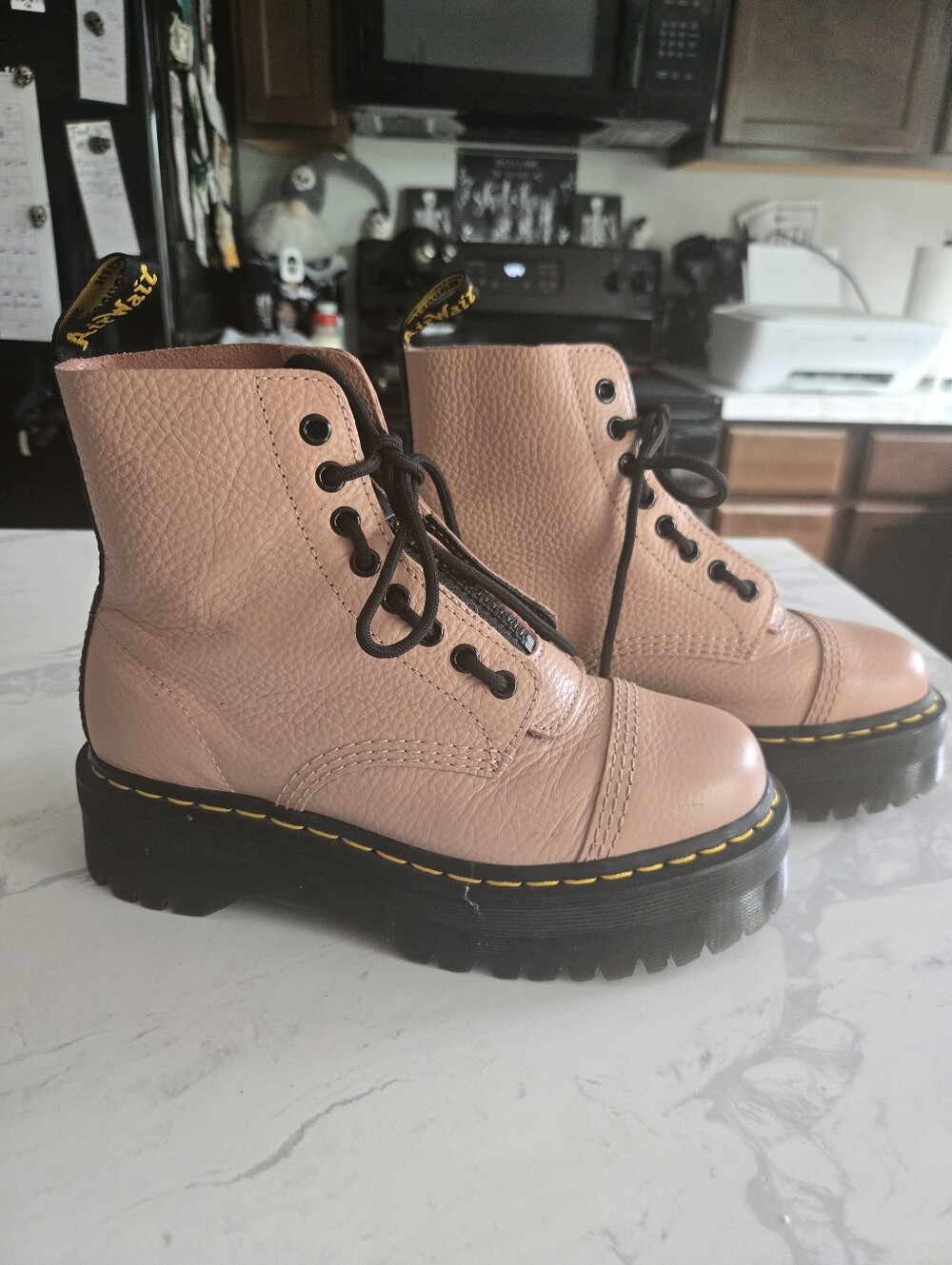 Dr Martens SINCLAIR Milled Nappa Leather Platform Zip Or Tie Boots. Size 8 - Picture 13 of 16
